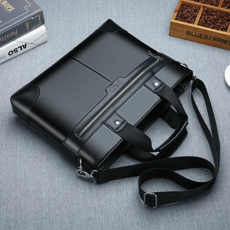 Men PU Leather Shoulder Fashion Handbags Business Bags Black Bag Men for Document Male Briefcases Leather Laptop Briefcases Bag