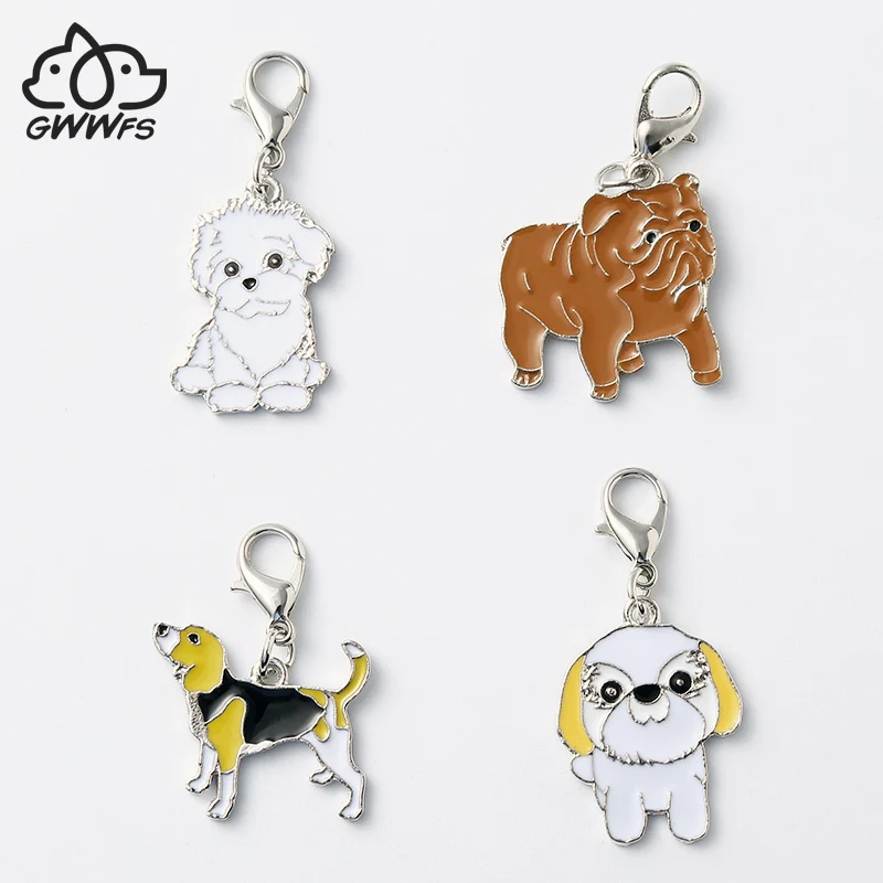 Gwwfs 10pcs/Lot Cute Animal Dog Pendant DIY Fashion Jewelry Bag Charm Pet Dog Tag Necklace Dachshund Tag Dog Lovers Friends Gift