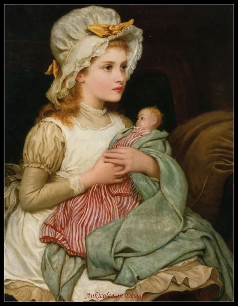 

Needlework for embroidery DIY DMC High Quality - Counted Cross Stitch Kits 14 ct Oil painting - A Young Girl with Her Doll