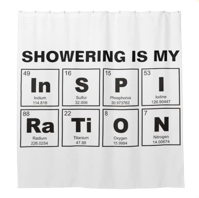 Funny Periodic Table Shower Curtain Novelty Showering is My Inspiration Bathroom Curtain Classic Black White Nerd Geek Dorm Gift