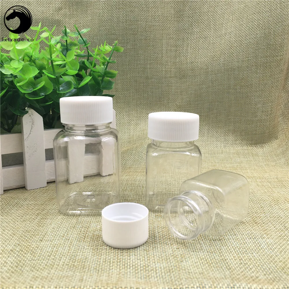 30ml 60ml 80ml Lucency Plastic pill Empty Packaging Square organizer Bottles Jars New Style Refillable Containers