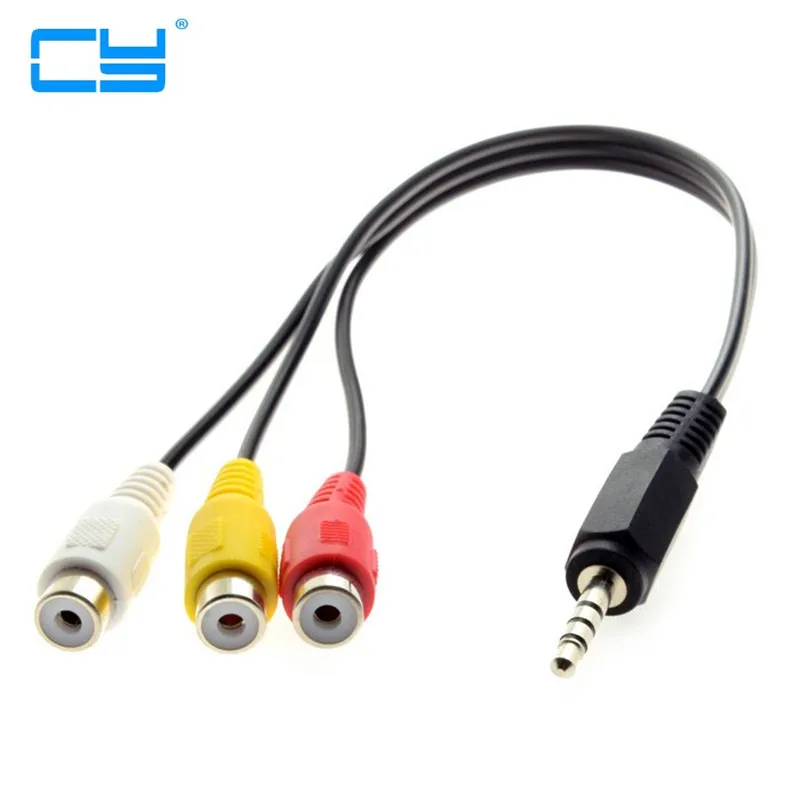 3,5 мм 1/8 "папа стерео автомобильный AUX-кабель к 3 RCA женский AV аудио-видео композитный кабель 20 см