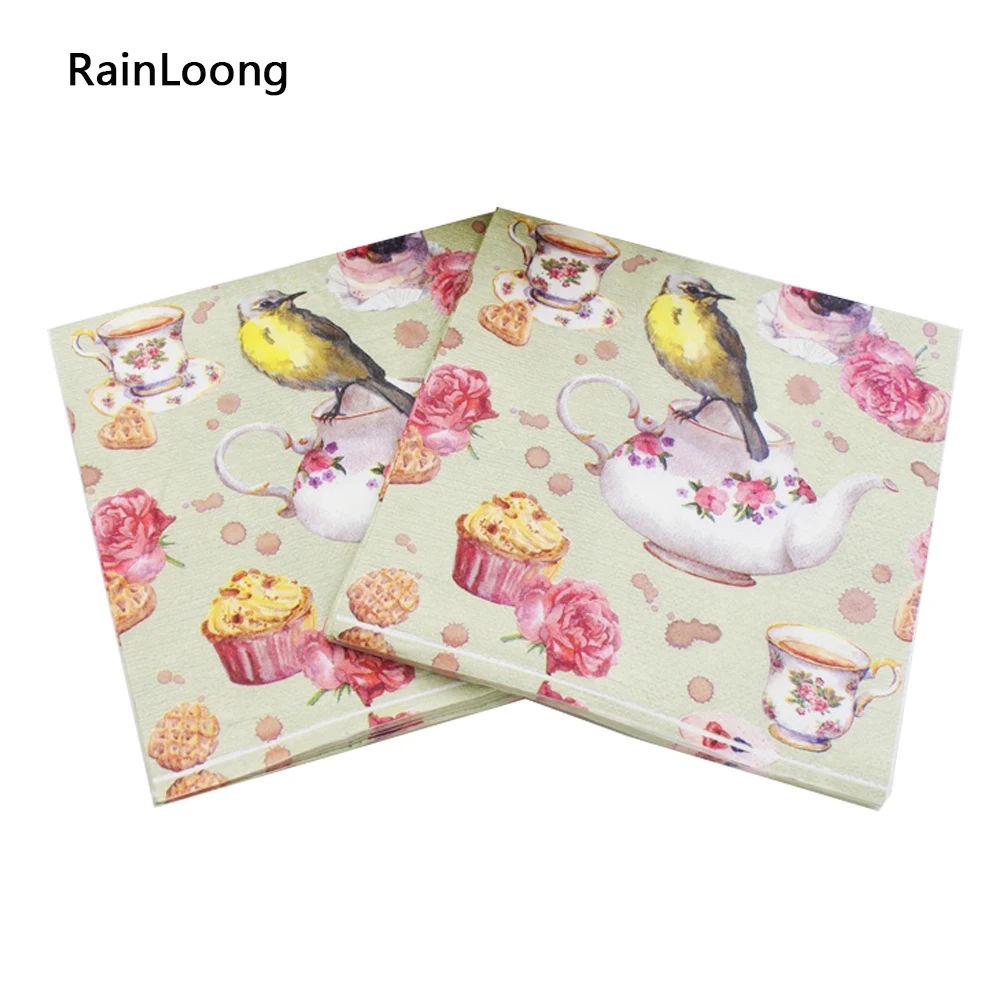 

[RainLoong] Bird Paper Napkins Cup Festive & Party Supplies Tissue Napkins Decoration Guardanapo 33cm*33cm 1 pack (20pcs/pack)