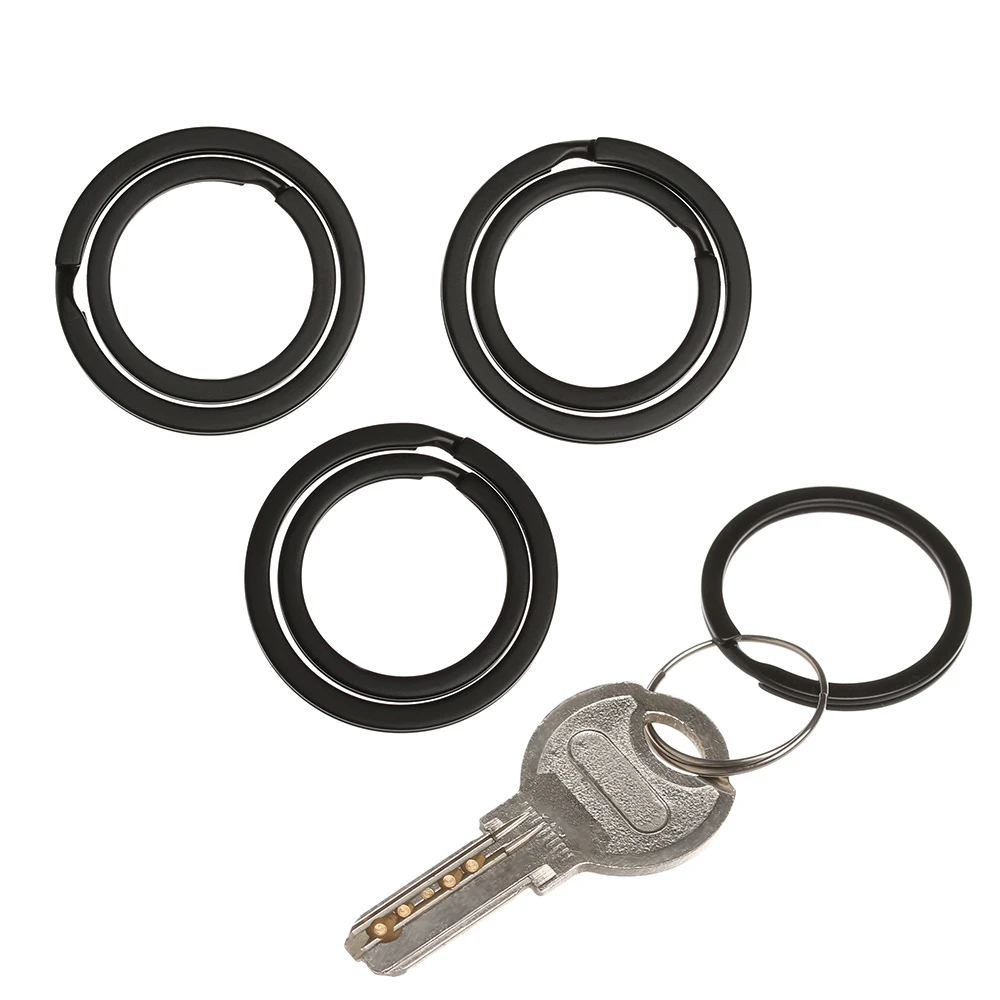 5PCS Black Stainless Steel Metal Keys Ring Carabiner EDC Keychain Keyring Connectors Locking Key Holder Hiking Outdoor Tools