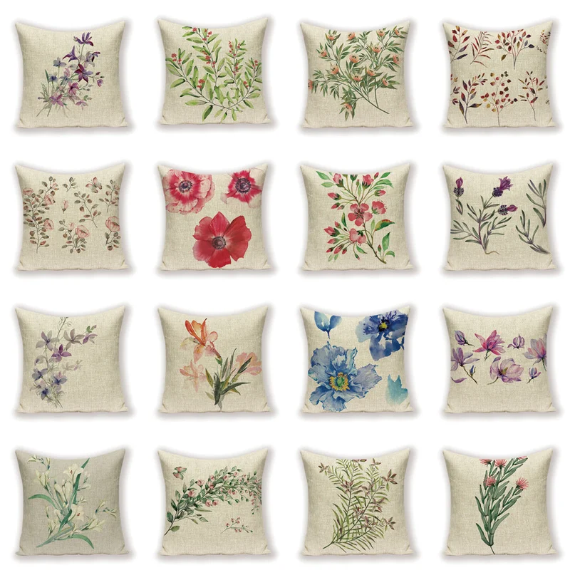 Floral Pillow Case 45 X 45 Spring Pillow Covers  Farmhouse Home Decor Cushions Living Room Throw Pillow Custom Cushion Covers