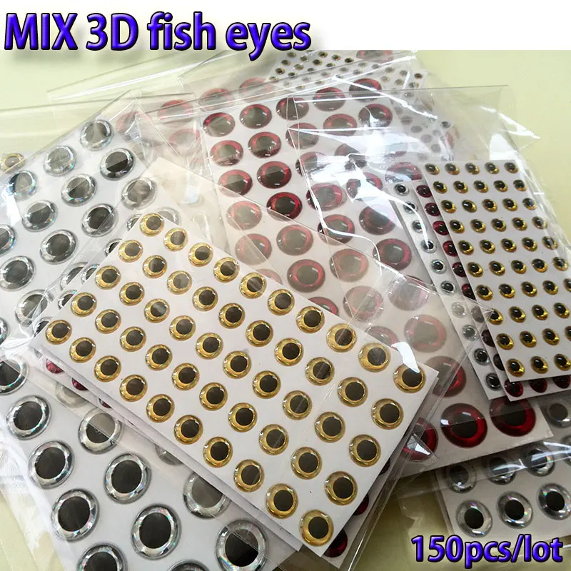 2023MIX przynęta wędkarska oczy muchowe rybie oczy mucha, przynęty przynęty, które robią srebrną złotą czerwoną mieszankę 150 sztuk/partia