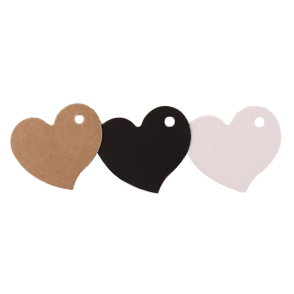 50pcs 4.5*4cm Wedding Favour Gift Tag DIY Tag Price Label Heart Shape Kraft Paper Card Party Favor 3 Colors