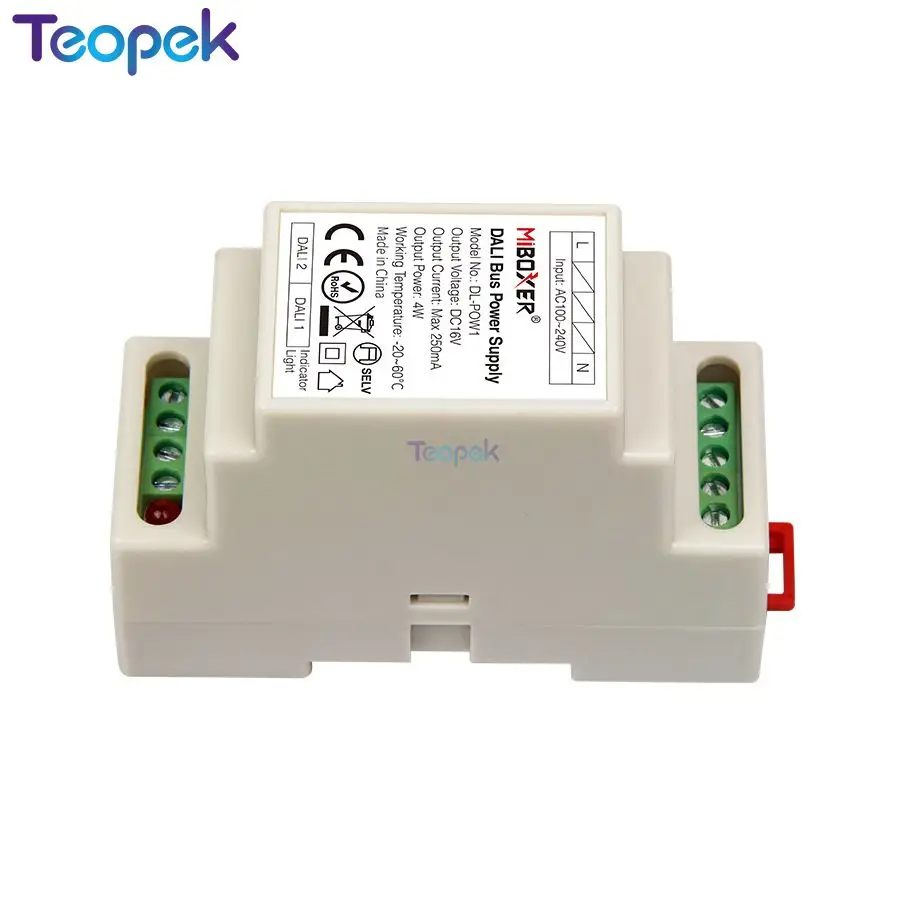 Miboxer DALI Bus Power Supply DIN Rail DL-POW1 DC16V 4W Max250mA AC 110V 220V DALI RGB CCT led downlight transformer