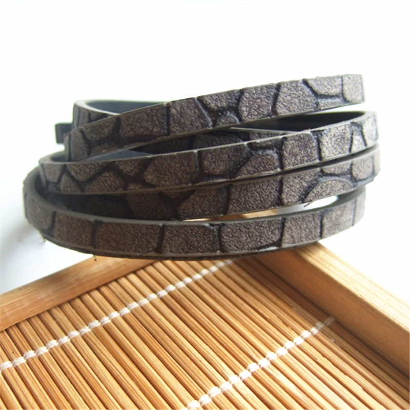 1 Meter Multi-color Flat PU Leather Stone Plaque Shaped Cord For Bracelet Making Rope Fashion Jewelry Findings 5*2mm
