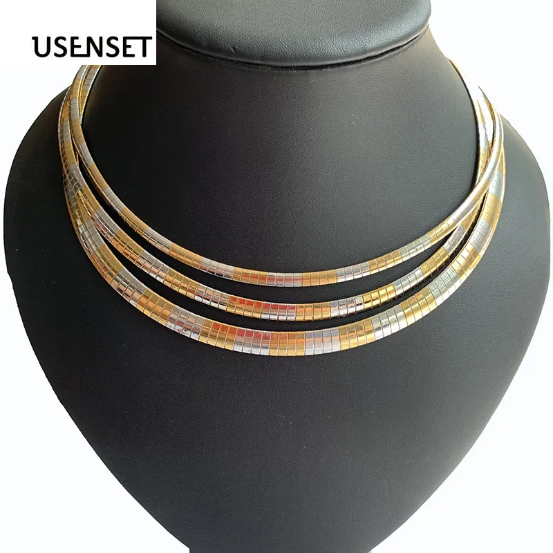 Women Choker Stainless Steel Collar Chains  Necklace Gold Color Snake Chain Jewelry 4-8MM For Girls Gift 4-8MM