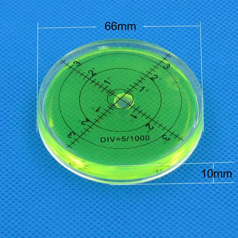 Circular Bubble Level 66*10mm Spirit Level Degree Mark Surface Round Level Bubble for Measuring Instrument Green Red Blue White