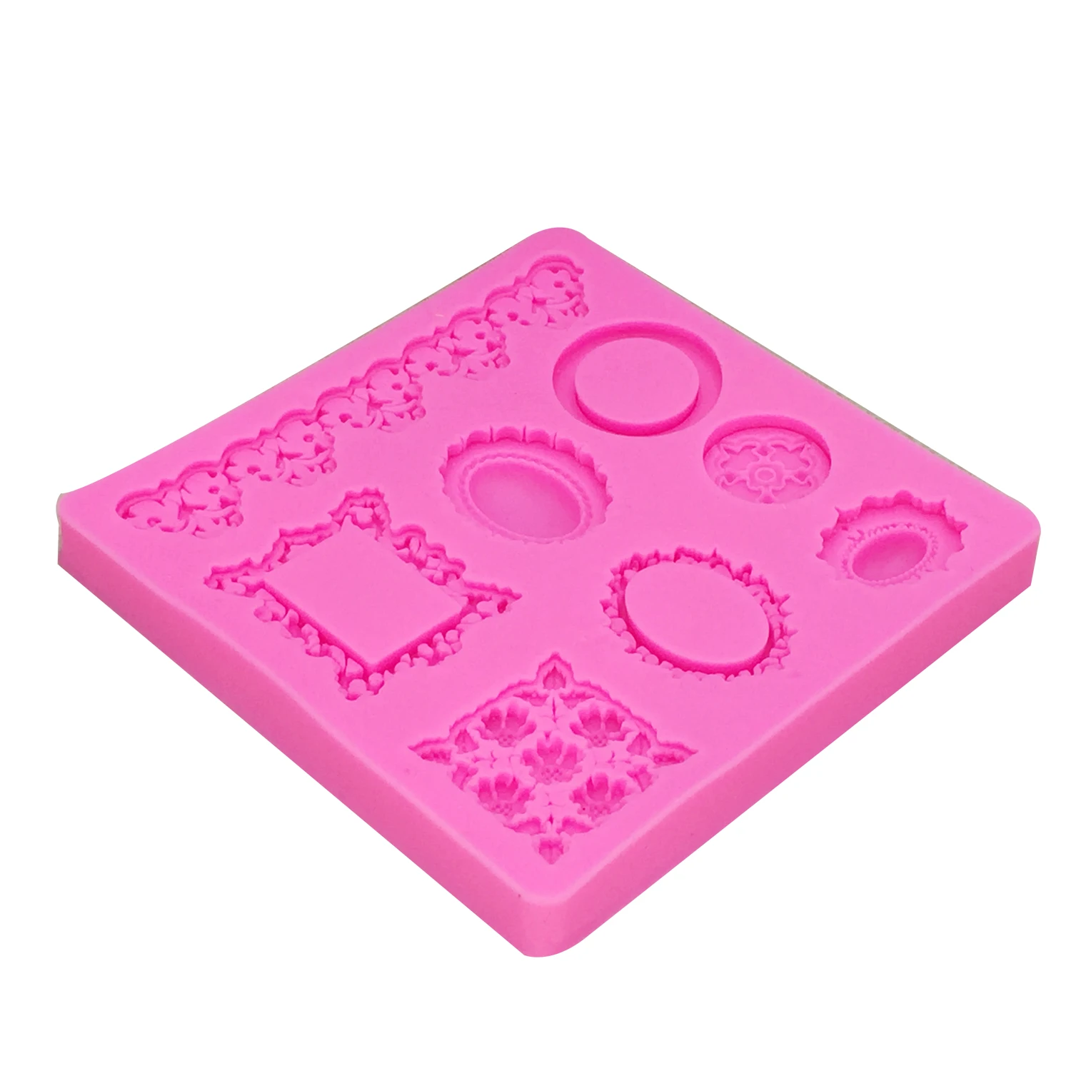 Frame Cake Border Silicone Molds Gem Jewelry Relief Fondant Cake Decorating Tools Gumpaste Chocolate Candy Moulds T1167