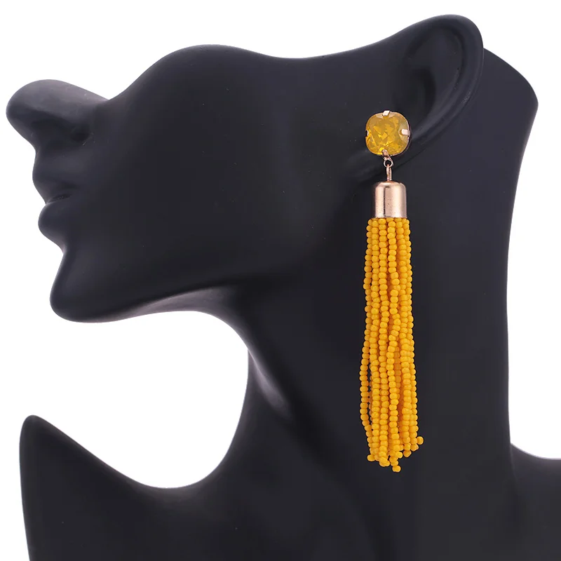 Sehuoran Tassel Earrings Pendientes Mujer Moda 2018 Brinco Glass Beads Pendientes Bohemian Wedding Earrings Fashion Jewelry