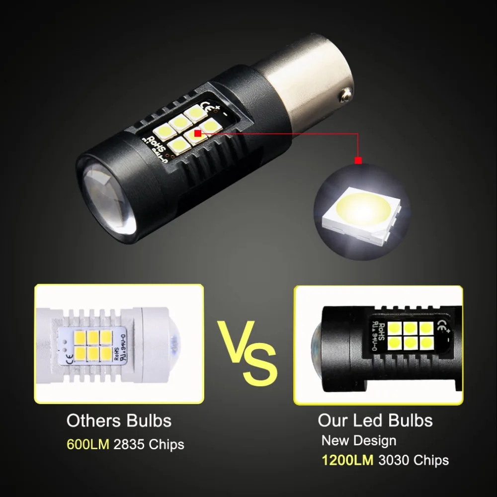2PCS P21W R5W Led Bulbs 1156 BA15S 21 3030SMD Led Signal Light Canbus 12V 1200LM Turn Light for Car Reverse Lamp Auto Light Bulb