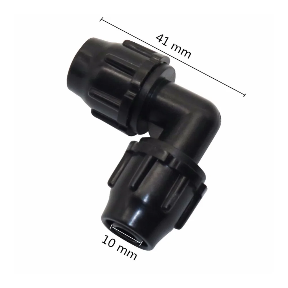 8/11mm Bend Connector Garden Irrigation Right Angle Elbow Hose Connectors with Lock Nut Agriculture Water Pipe Adapter 5 Pcs