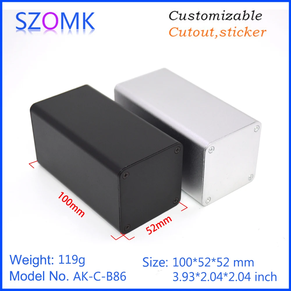 1Piece 52*52*100mm szomk aluminum extruded amplifier enclosure standard audio aluminum box case junction box