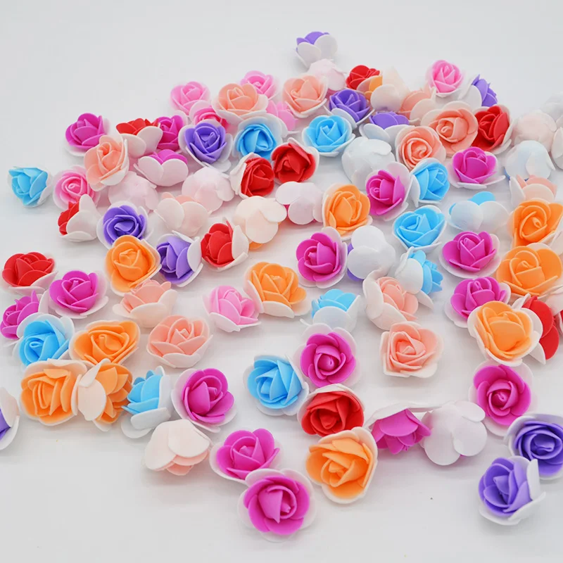 50pcs/lot Artificial Flowers PE Foam Roses Flower Head Wedding Home Decoration for Scrapbooking Gift Box DIY Garland