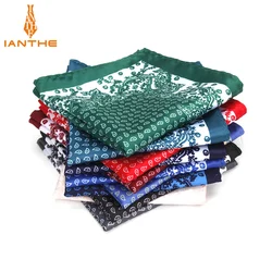 Brand New Men's Handkerchief Vintage Paisley Print Pocket Square Soft Silk Hankies Wedding Party Business Hanky Chest Towel Gift