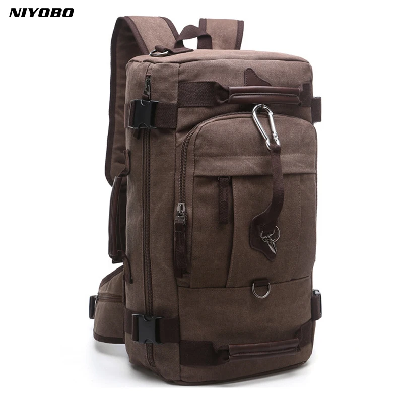 2024 New Backpack Men Vintage Canvas Backpack bucket shoulder bag Large capacity man travel bag mountaineering Rucksacks