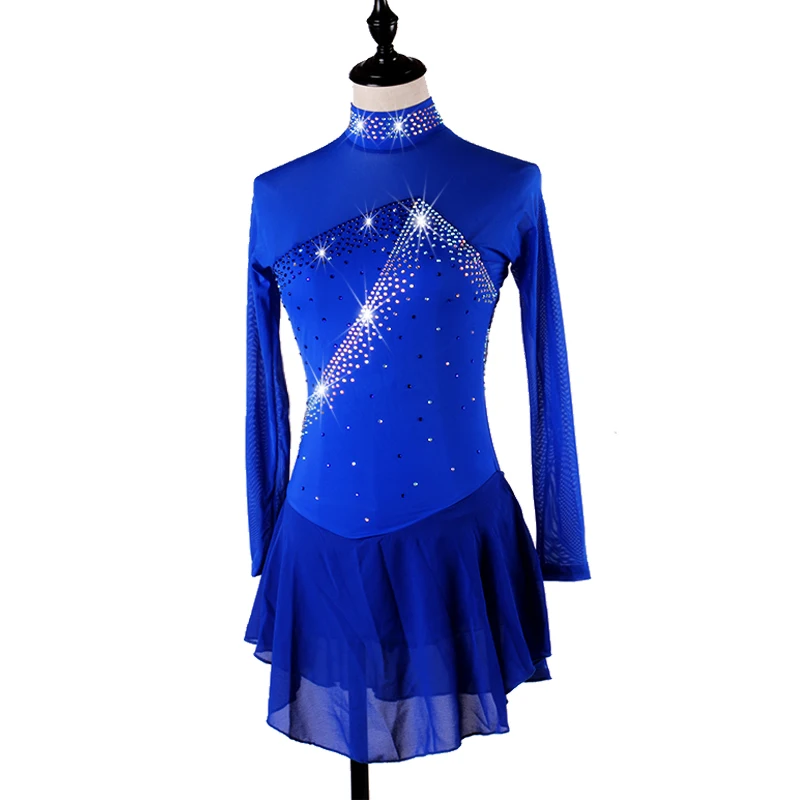 

Custom New Women And Girls Performance Royal Blue Figure Skating Dress Sexy Ice Skating Dress