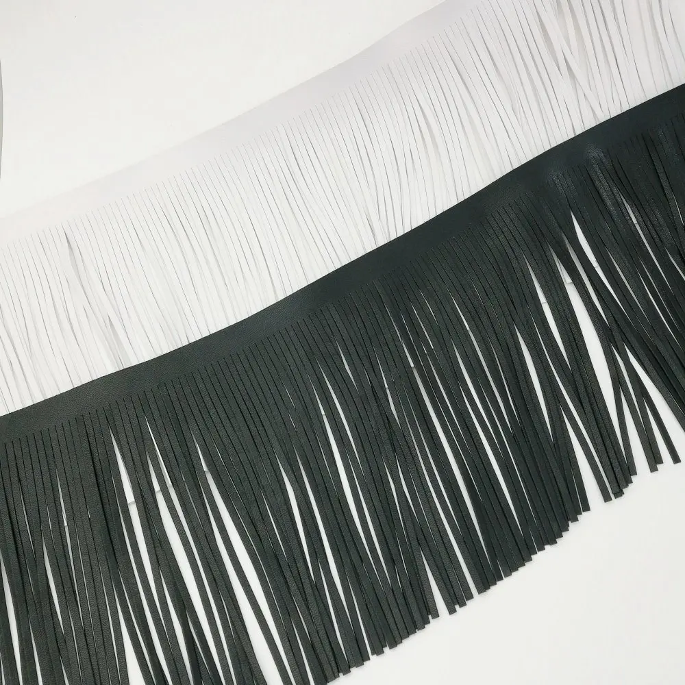 SICODA 2meters DIY sewing  Fashion PU Leather Tassel Lace Trimmings Fringe garment accessories double face bag charms 2meters