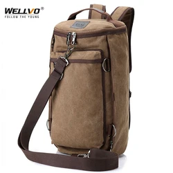 Men Luggage Travel Bag Army Green Bucket Backpack Multifunctional Canvas Rucksack Male Large Trip Shoulder Bags Pack XA32C