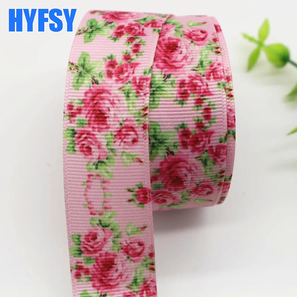 10 Yards 25mm Flower ribbon  DIY gift wrapping headwear handmade tape materials Grosgrain ribbons wedding Accessories Materials