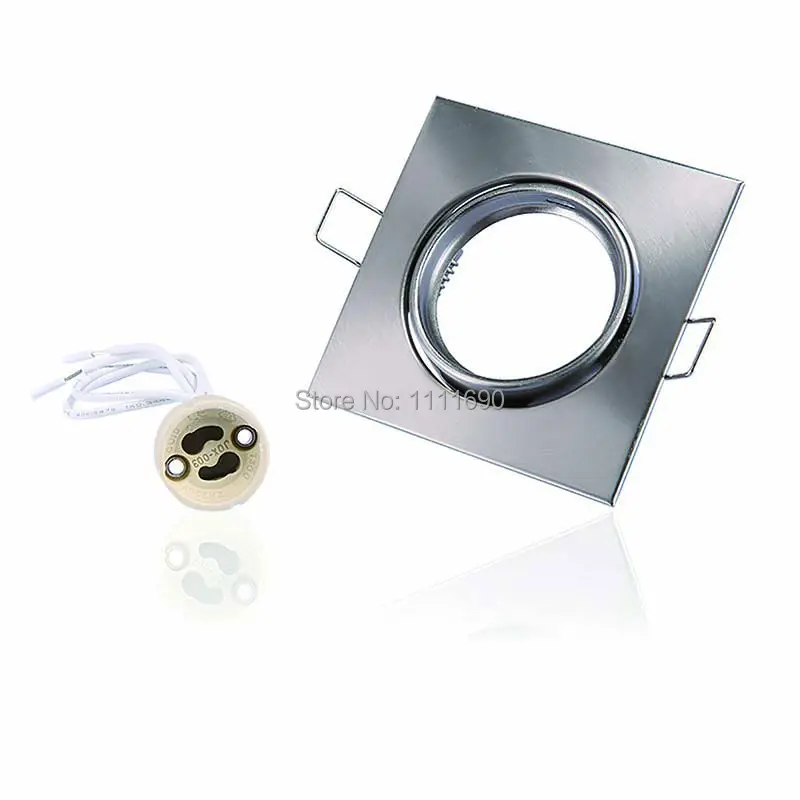 Modern LED GU10 Downlights Recessed Ceiling Lights MR16 Square Brushed Chrome Minimalist Spotlight 240V Cut Hole 70mm