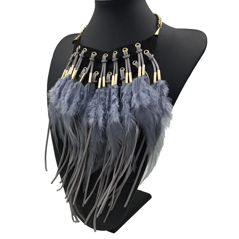 Multi-ethnic Elegant Fashion Statement Necklace 2023 New Latest Design Choker Feather Necklaces & Pendants Women Bijoux Jewelry