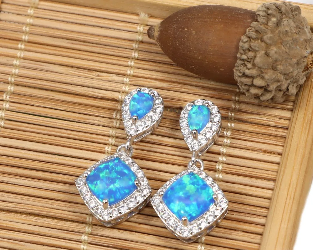 

RH0055 Quadrilateral Design Fire Opal Beautiful Zricon for Women Gifts Stud Earrings Fashion Jewelry