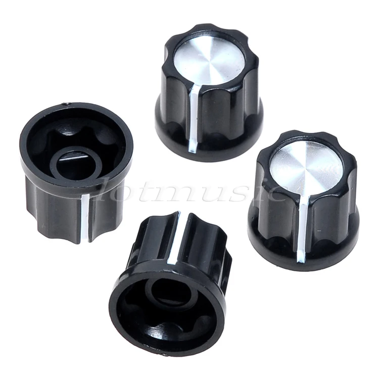 New High Quality 4 Pcs 6mm Shaft Hole Knob Black For Jazz Bass Replacement.