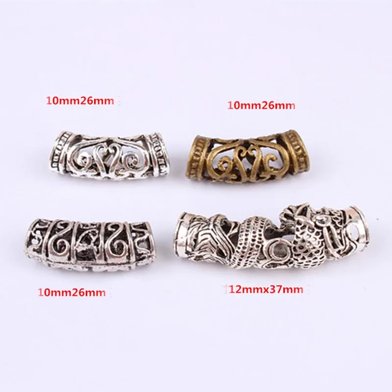 5PCS African Hair Braid Copper Tube Metal Hollow Hair Ring Dread Bead Dreadlock Cuffs Jewelry Decoration Accessories Gold Silver