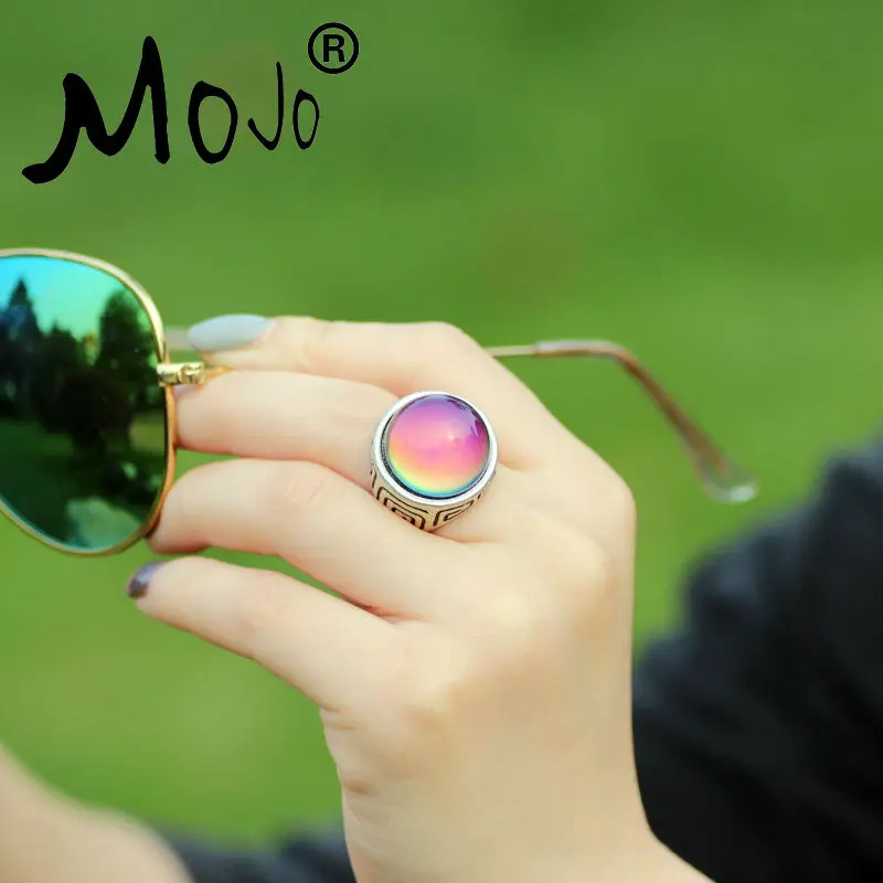 Mojo Vintage Bohemia Retro Color Change Mood Ring Emotion Feeling Changeable Ring Temperature Control Ring for Women MJ-RS044