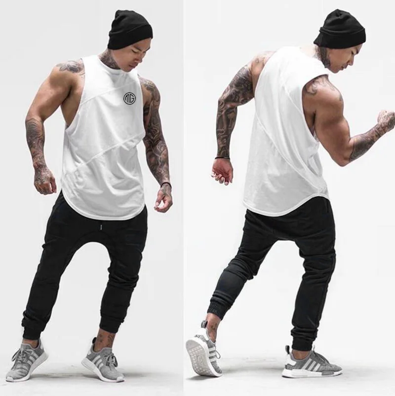 Brand Fitness Clothing Gyms Tank Top Mens Bodybuilding Stringers Cotton Patchwork Mesh Workout Singlet Sporting Sleeveless Shirt