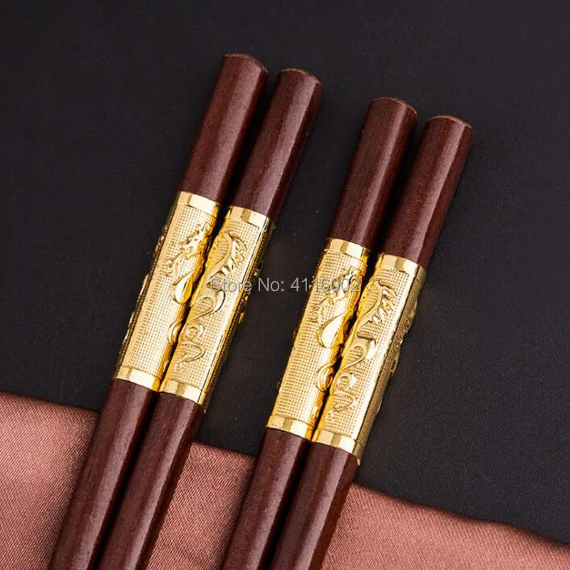 100 Pairs Chinese Chopsticks Reusable Sushi Food Stick Red Sandalwood Wood Chopsticks Tableware Wedding Party Gift