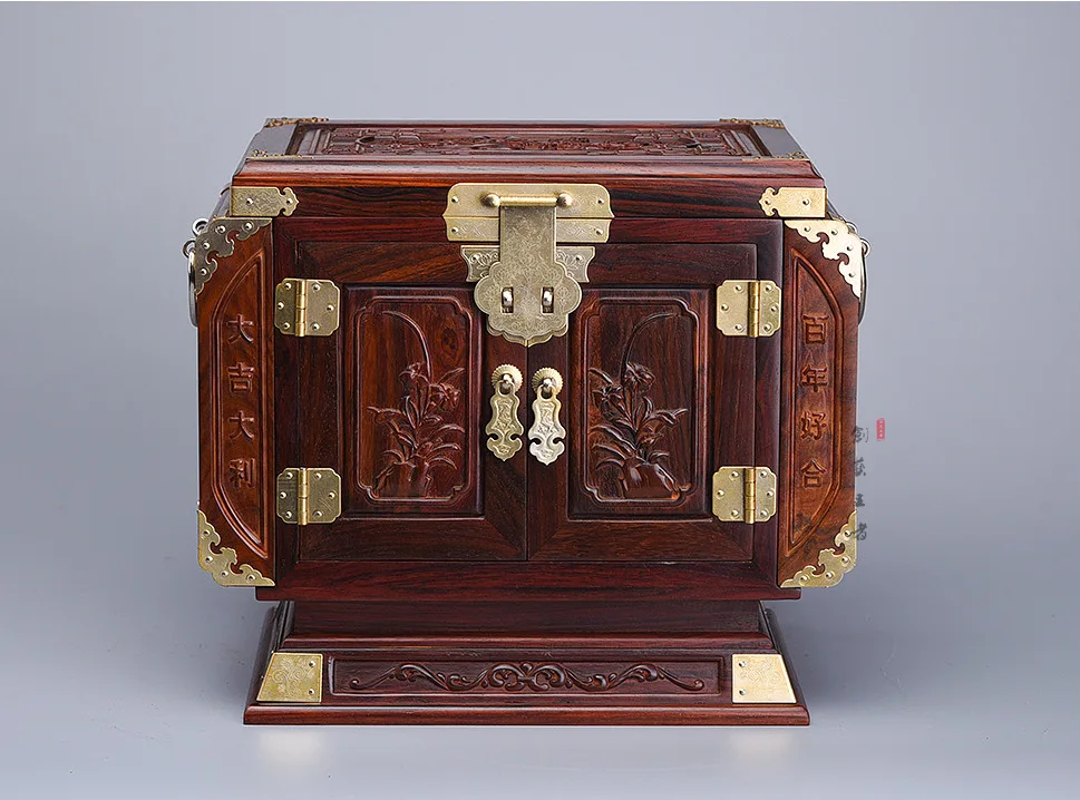 Red wood carved jewelry box jewelry box dresser red wood furniture decoration for wedding gifts Xian