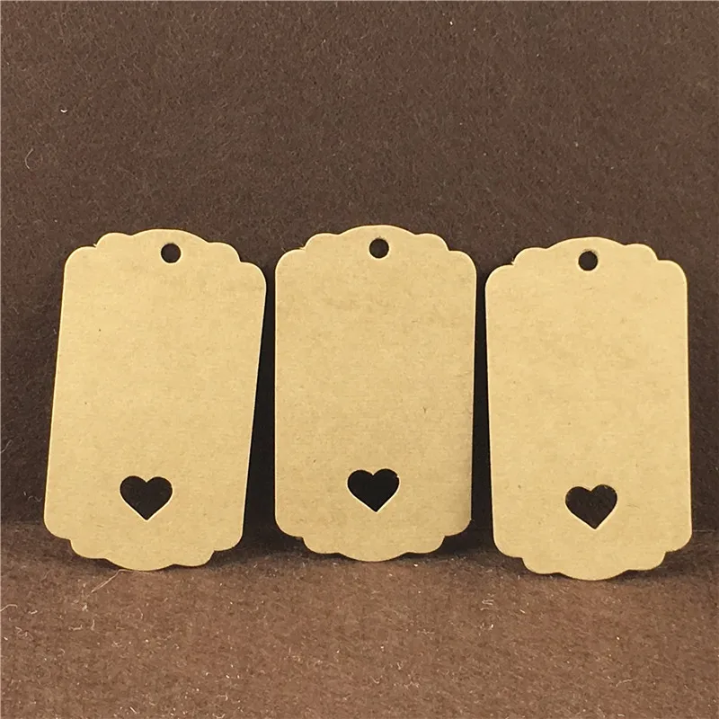 

200Pcs/Lot Multi Styles Wavyedge Blank Paper Gift Tag Price Luggage Garments Creative Tags With Heart Shape Hollow Hemp Ropes