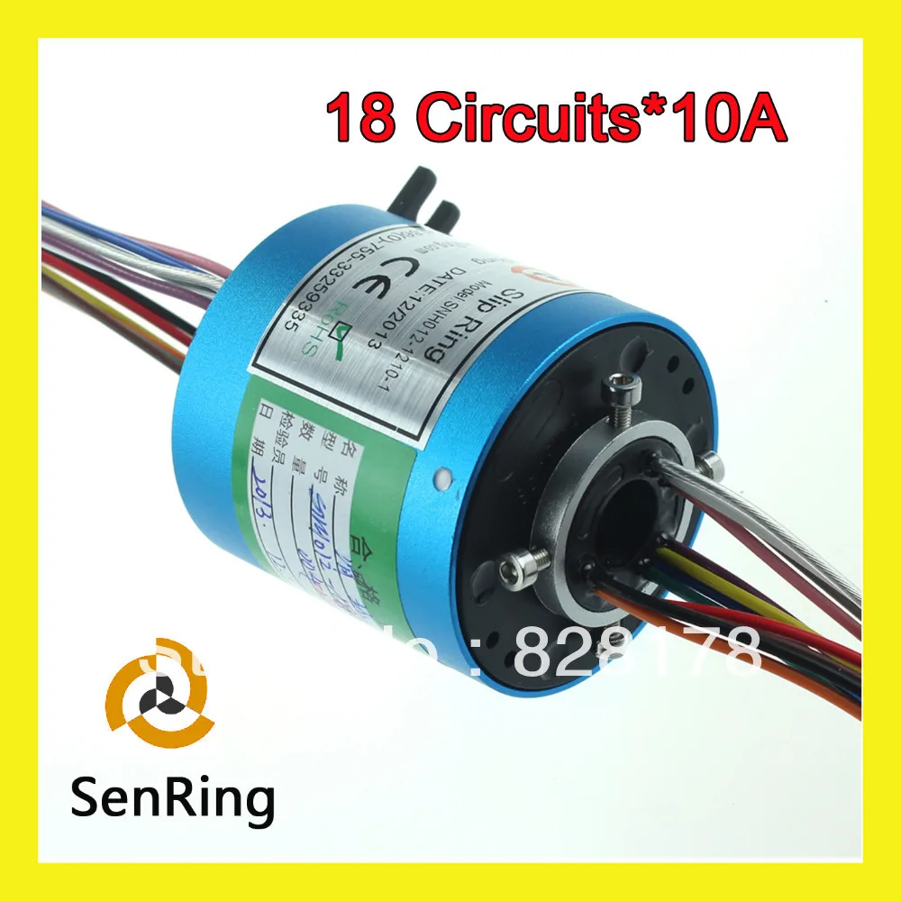 18 circuits 10A with bore size 12.7mm gold-gold contacts of through hole slip rings