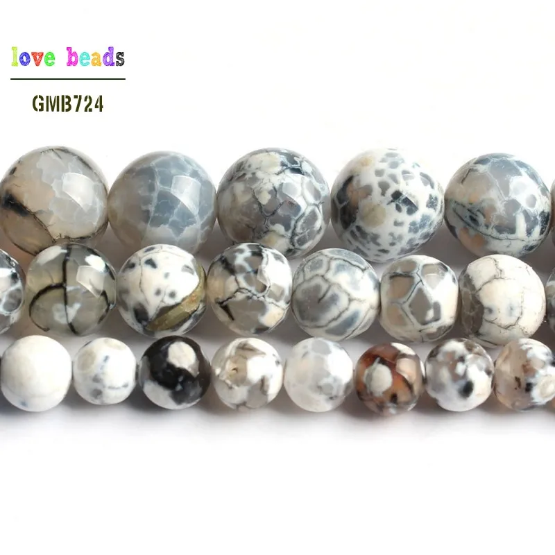 Wholesale White Fire Agates Onyx Round Stone Beads For Jewelry Making Diy Bracelet 15inch/strand 6/8/10mm