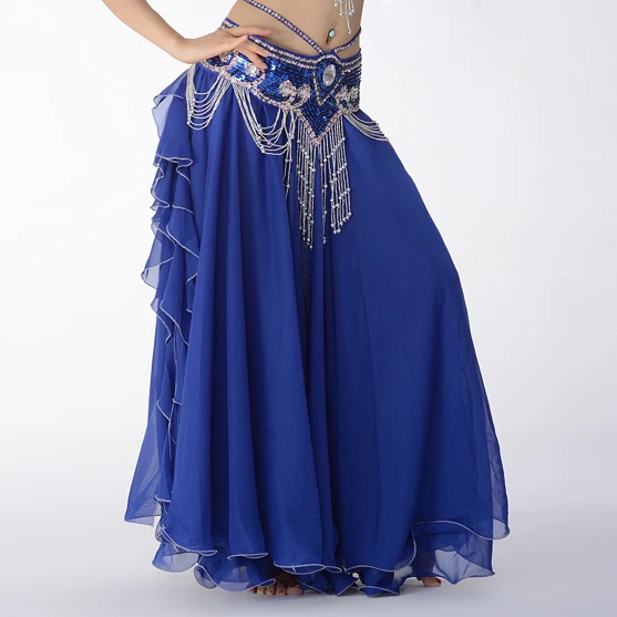 Hot Sale 11 Colors Chiffon Belly Dance Clothing 3 Layers Full Circle Long High Waist Maxi Women Skirts for Belly Dance