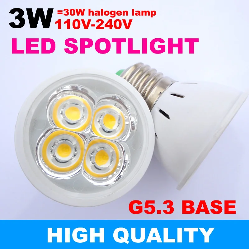 

3W LED spotlights G5.3 LED lamp cup LED bulbs downlight light source 110-220V 230V Warm white Cold white free shipping Wholesale