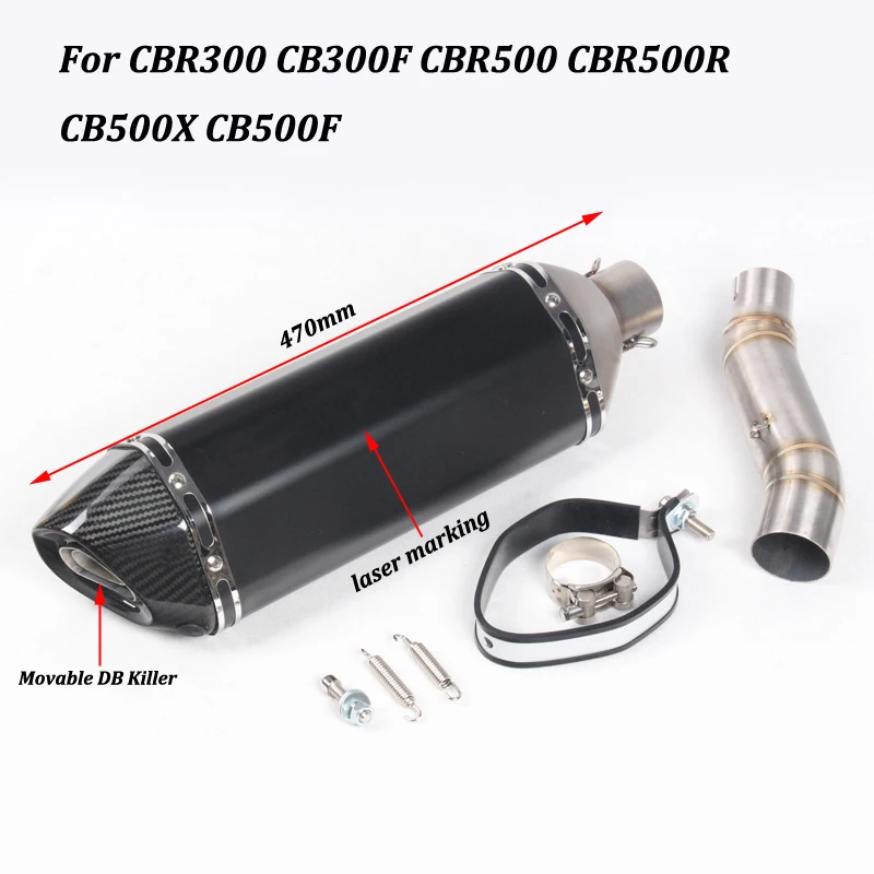 

Full Exhaust System Motorcycle Escape Modified Muffler With Laser Making For Honda CBR300 CB300F CBR500 CBR500R CB500X CB500F