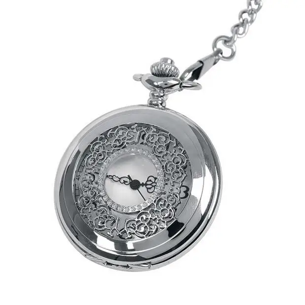 New Fashion quartz Silver, black Hollow out men and woman steampunk FOB pocket watches