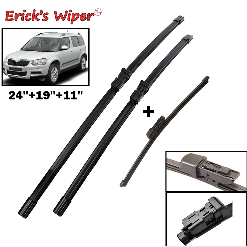 Erick\'s Wiper Front & Rear Wiper Blades Set For Skoda Yeti 2009 - 2017 Windshield Windscreen Window Rain Brushes 24\