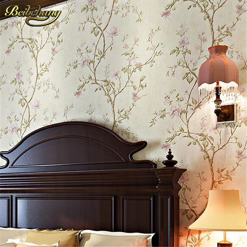 beibehang 3d three - dimensional non - woven wallpaper bedroom living room background wall American rural pastoral flowers