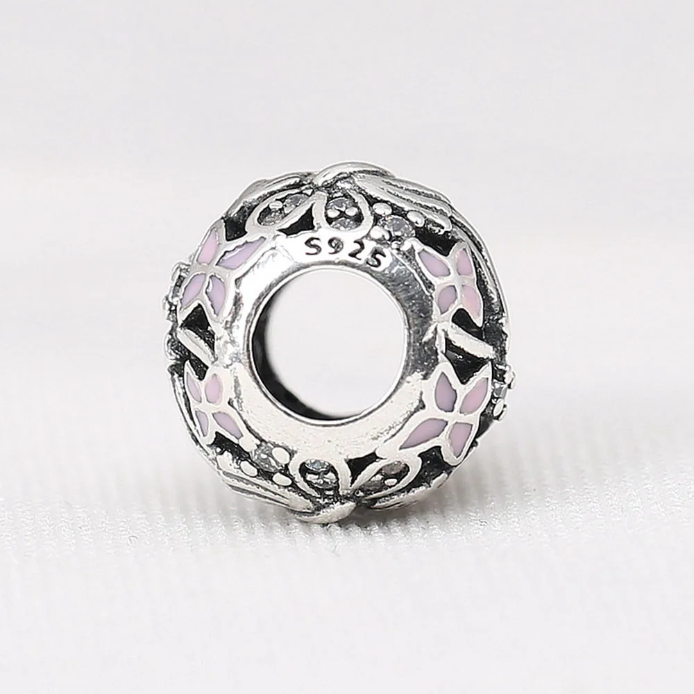 Authentic 925 Sterling Silver Beads Flower Fairy Glaze Crystal Bead For Original Pandora Charm Bracelets & Bangles Jewelry