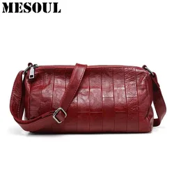 MESOUL Brand Patchwork Women Casual Shoulder Bag Female Genuine Cow Leather Small Messenger Bags Vintage Stitching Crossbody Bag