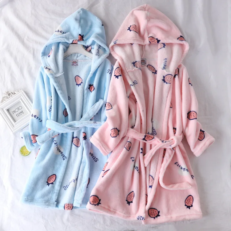 

Children's Bathrobes Kids Hooded Robe Baby Beach Bath Robe Kids Sleepwear Boy Girls Cartoon Bathrobe Teenager Flannel Bathrobes