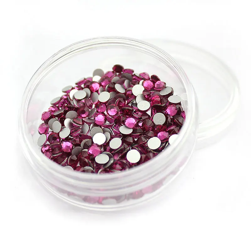 QIAO SS4-SS34 Fuchsia Rhinestone for Nail Art Flatback DIY Decoration Non Hotfix Crystal Stone Glue on Rhinestones