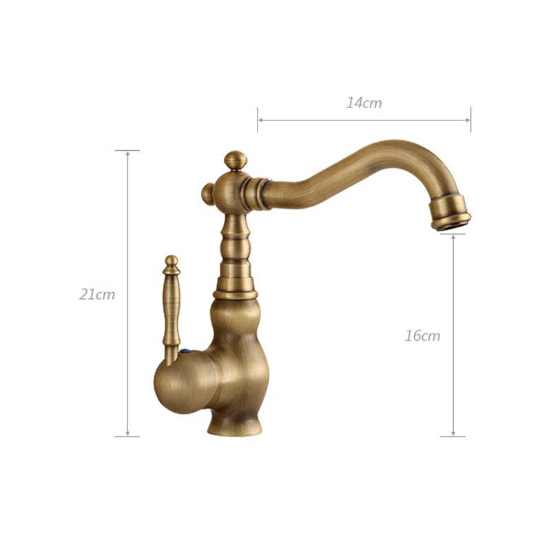 Classic Basin Faucets Mixer Taps Antique Brass Finished Hot and Cold Deck Mounted Bathroom Rotating Sink Faucet AF1002